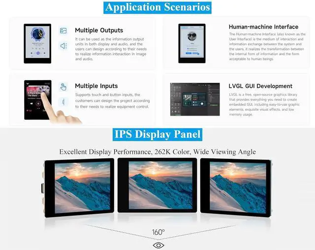 Alt view image 4 of 7 - RP2350 2.8inch Capacitive Touch Display Development Board, 240x320, IPS LCD Screen, 5-Point Touch, SPI Interface, Accelerometer and Gyroscope Sensor, Dual-Core & Dual-Architecture Design