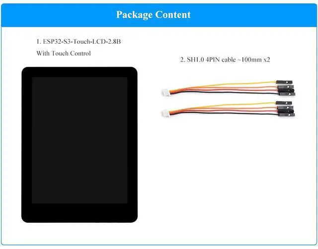 Alt view image 2 of 7 - ESP32-S3 2.8inch Touch Display Development Board, Onboard 2.8inch Touch IPS LCD 480×640, 32-bit LX7 Dual-Core Processor, Supports W-F-i & Blue-Too-th, ESP32 with Display