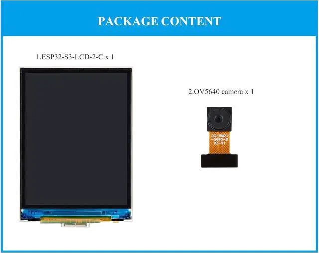 Alt view image 2 of 7 - ESP32-S3 2inch Display Development Board, 240×320 Pixels IPS Screen, 32-bit LX7 Dual-Core Processor, Supports W-i-F-i & Blue-Too-th, ESP32 with Display, Comes with OV5640 5MP Camera Module