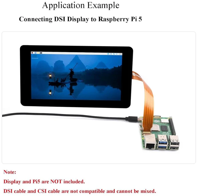 Alt view image 4 of 6 - Official Pi DSI Display FPC Flexible Cable for Raspberry Pi 5, 22Pin to 15Pin, Suitable for Raspberry Pi 5 Connecting to DSI Display Screen (500mm Length)