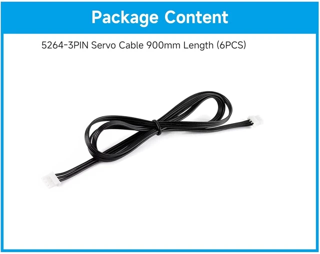 Alt view image 2 of 3 - (6PCS) 5264-3PIN Servo Cable (6PCS), for ST/SC/CF Servos, 900MM / 90CM Length