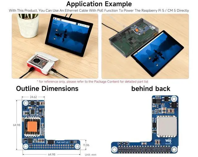 Alt view image 5 of 7 - 5V / 5A PoE HAT Power Over Ethernet HAT Compatible with Raspberry Pi 5 / Compute Module 5/Pi 5 Case, Isolated Switched-Mode Power Supply, Providing Both Network and Power Supply in One Ethernet Cable