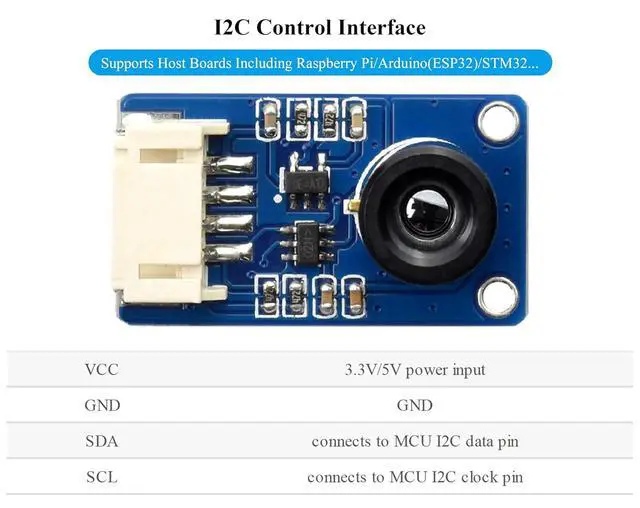 Alt view image 5 of 7 - MLX90641 IR Array Thermal Imaging Camera, 55° Field of View, 16x12 Pixels, I2C Interface, Compatible with Raspberry Pi 5/ 4B/3B+/3B/2B/A+/Zero W/WH/Zero 2 W/Pico 2W/Ar-duino/STM32,etc.
