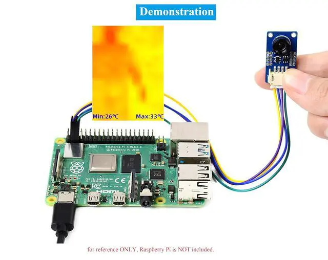 Alt view image 6 of 7 - MLX90641 IR Array Thermal Imaging Camera, 55° Field of View, 16x12 Pixels, I2C Interface, Compatible with Raspberry Pi 5/ 4B/3B+/3B/2B/A+/Zero W/WH/Zero 2 W/Pico 2W/Ar-duino/STM32,etc.