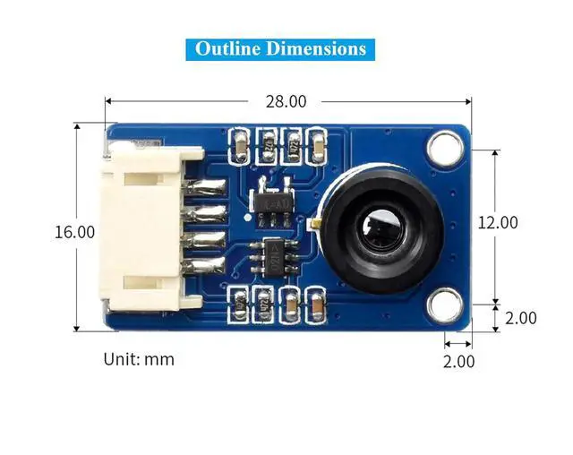 Alt view image 7 of 7 - MLX90641 IR Array Thermal Imaging Camera, 55° Field of View, 16x12 Pixels, I2C Interface, Compatible with Raspberry Pi 5/ 4B/3B+/3B/2B/A+/Zero W/WH/Zero 2 W/Pico 2W/Ar-duino/STM32,etc.