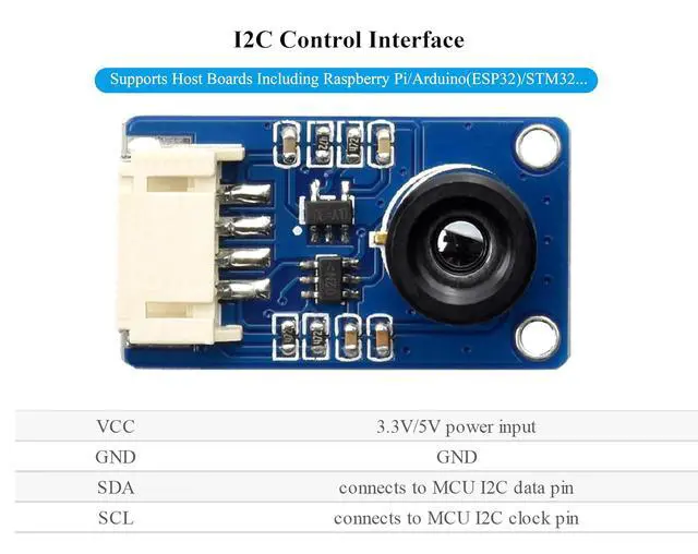 Alt view image 4 of 7 - MLX90640 IR Array Thermal Imaging Camera, 55° FOV (Field of View), 32x24 IR Array, I2C Interface, Compatible with Raspberry Pi 5/ 4B/3B+/3B/2B/A+/Zero W/WH/Zero 2 W/Pico 2W/Ar-duino/STM32,etc.