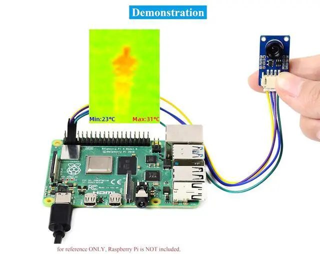 Alt view image 6 of 7 - MLX90640 IR Array Thermal Imaging Camera, 55° FOV (Field of View), 32x24 IR Array, I2C Interface, Compatible with Raspberry Pi 5/ 4B/3B+/3B/2B/A+/Zero W/WH/Zero 2 W/Pico 2W/Ar-duino/STM32,etc.