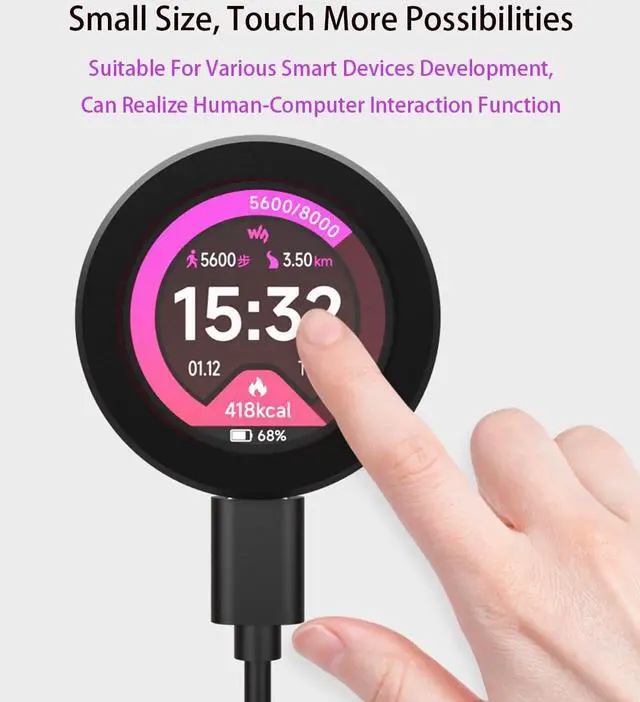 Alt view image 3 of 7 - RP2040 Microcontroller Development Board with 1.28inch Round Touch LCD 240×240 Pixel IPS Display 65K RGB Color with CNC Metal Case, Accelerometer and Gyroscope Sensor, Type-C Connector