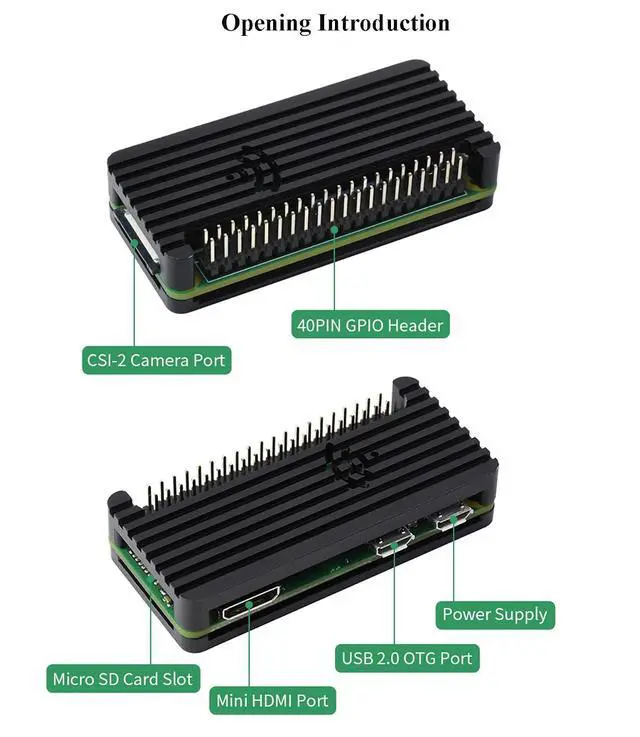 Alt view image 5 of 7 - Aluminum Alloy Case for Raspberry Pi Zero 2 W/Raspberry Pi Zero W/Raspberry Pi Zero, Pi Zero Case Pi for Raspberry Pi Zero WH/for Raspberry Pi Zero 2WH, Comes with Colorful GPIO Label