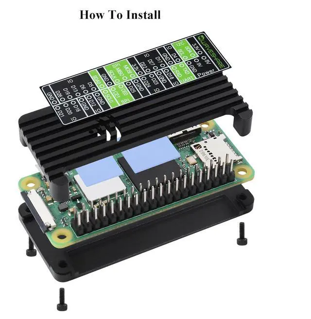 Alt view image 6 of 7 - Aluminum Alloy Case for Raspberry Pi Zero 2 W/Raspberry Pi Zero W/Raspberry Pi Zero, Pi Zero Case Pi for Raspberry Pi Zero WH/for Raspberry Pi Zero 2WH, Comes with Colorful GPIO Label