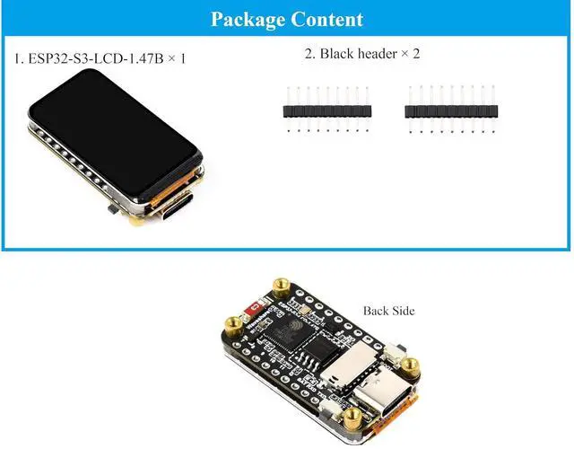 Alt view image 7 of 7 - ESP32-S3 1.47inch LCD IPS Display Development Board, 172x320, 262K Display Color, 240MHz LX7 Dual-Core Processor, Supports 2.4GHz Wi-Fi/BLE 5, ESP32 with Display Motion Sensor, for AIoT Application
