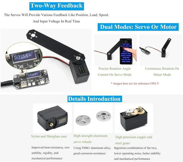 Alt view image 5 of 7 - 30kg.cm@12V Serial Bus Servo High Precision and Torque, with Programmable 360 Degrees Magnetic Encoder, 6~12.6 V, for Quadruped Robots, Hexapod Walkers, Robotic Arms and Other Robotic Projects