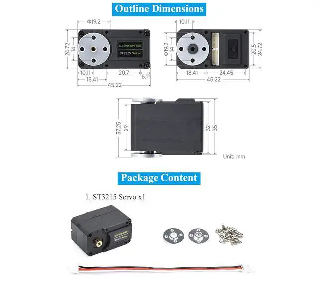 Alt view image 7 of 7 - 30kg.cm@12V Serial Bus Servo High Precision and Torque, with Programmable 360 Degrees Magnetic Encoder, 6~12.6 V, for Quadruped Robots, Hexapod Walkers, Robotic Arms and Other Robotic Projects