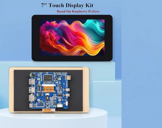 Alt view image 3 of 7 - 7inch Capacitive Touch Display Kit Compatible withRaspberry Pi Zero 2W/Pi Zero W/ Pi Zero, 1024x600 Pixel, IPS Display, Onboard ETH/USB HUB, Adapting RJ45 and USB Port as All-in-One Mini Computer