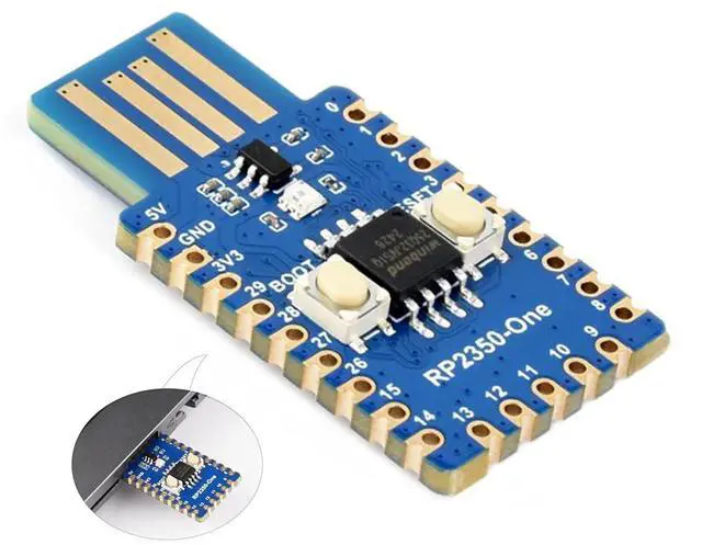 Main image of RP2350-One Pico-Like MCU Board 4MB Flash, Based On RP2350A Dual-Core & Dual-Architecture Microcontroller, Onboard PCB Type-A Plug, Plug and Play, No Additional Cables Required