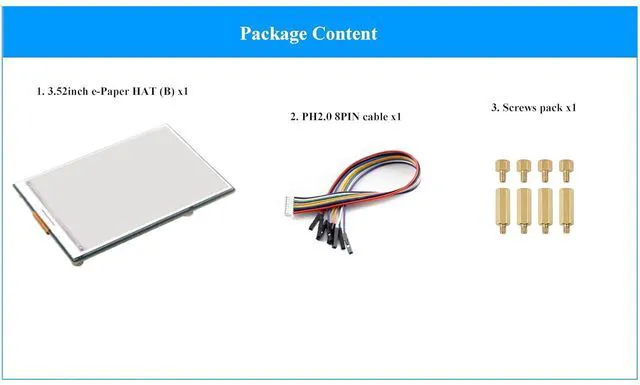 Alt view image 7 of 7 - 3.52inch E-Paper Display Red/Black/White Display Color, 360x240 E-Ink Display Compatible with Raspberry Pi 5/4B/3B+/Zero/Zero W/Zero 2W/Pico/Pico W/Pico 2/Jetson Nano/RDKX3, with Driver Board