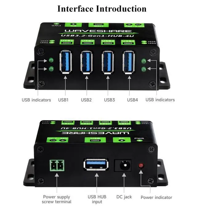 Alt view image 7 of 7 - 4-Ch USB 3.2 Gen1 HUB, 4-Port USB Hub 4X Extended USB 3.2 Gen1 Ports and 5Gbps, Compatible with Windows,Linux and Android Systems and USB 3.2/2.0/1.1, No Driver Required, Plug-and-Play