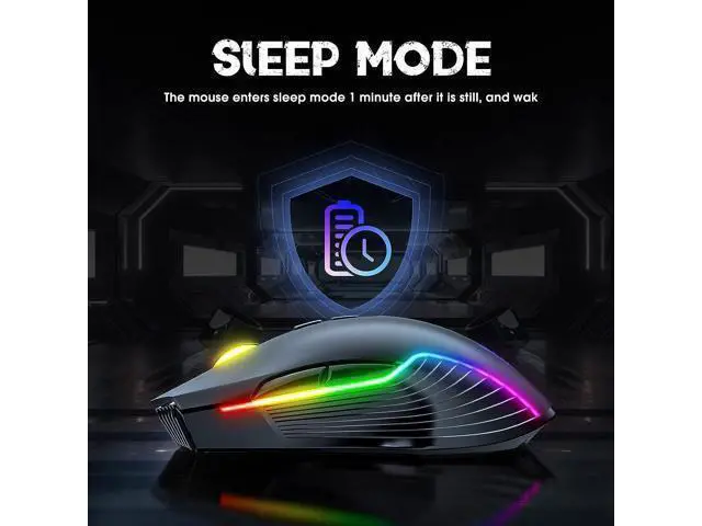Alt view image 5 of 7 - 2.4G Wireless Gaming Mouse RGB Backlit E-Sports Mouse Optical Computer Mice 5 Adjustable DPI (up to 3600 dpi) with 7 Programmable Buttons for Laptop Desktop PC Computer