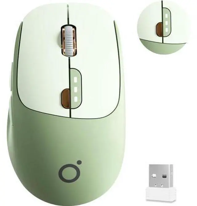 Main image of Bluetooth Wireless Mouse, Bluetooth & 2.4G Quiet Computer Mouses with 1600 DPI, Battery Level Display, Ergonomic Office Mouse,6 Button Portable Cute Cordless Mice for Laptop/PC/Mac- Green
