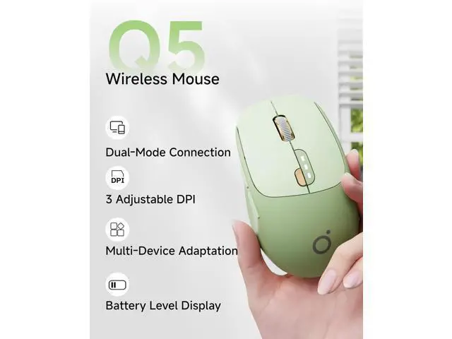 Alt view image 3 of 7 - Bluetooth Wireless Mouse, Bluetooth & 2.4G Quiet Computer Mouses with 1600 DPI, Battery Level Display, Ergonomic Office Mouse,6 Button Portable Cute Cordless Mice for Laptop/PC/Mac- Green