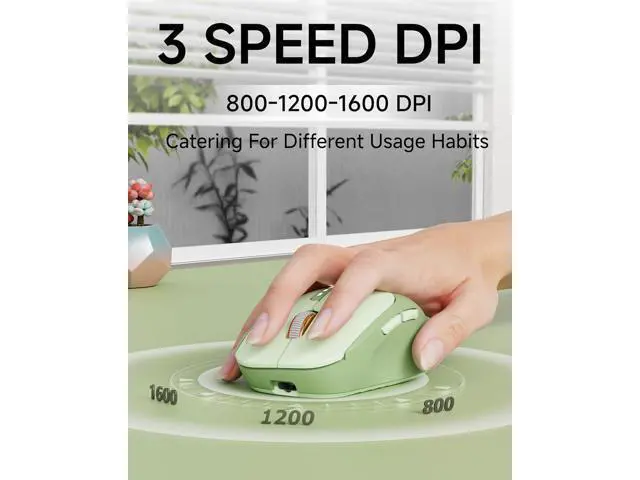 Alt view image 5 of 7 - Bluetooth Wireless Mouse, Bluetooth & 2.4G Quiet Computer Mouses with 1600 DPI, Battery Level Display, Ergonomic Office Mouse,6 Button Portable Cute Cordless Mice for Laptop/PC/Mac- Green