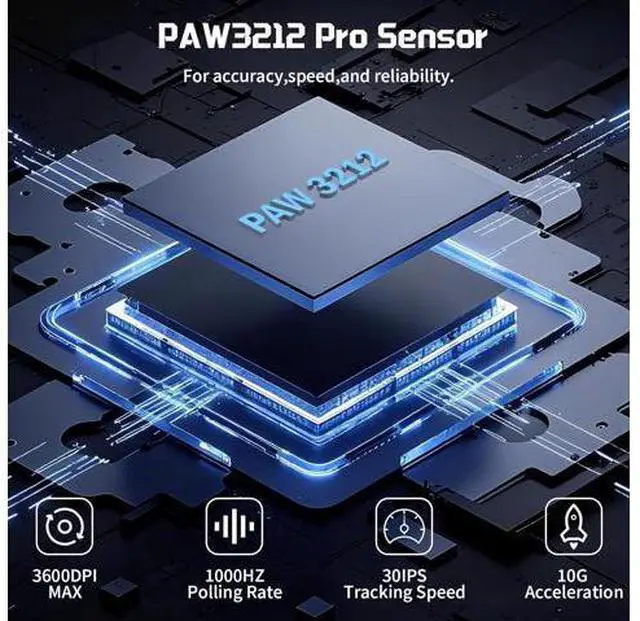 Alt view image 3 of 7 - Wireless Gaming Mouse, Tri-Mode Wireless Mouse, Superlight Honeycomb Design PAW3212 3600DPI Sensor 1000Hz Polling Rate Bluetooth/2.4Ghz/Wired Ergonomic PC Mice RGB Light Programmable Buttons