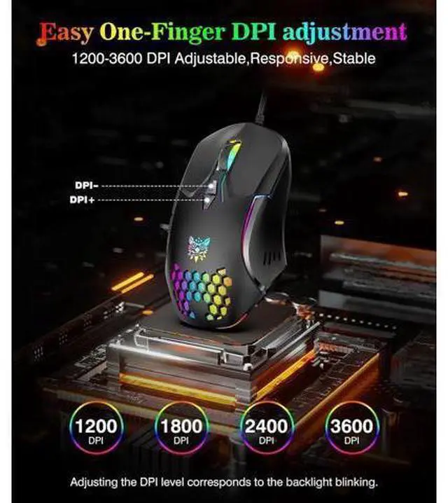 Alt view image 2 of 7 - USB Wired PC Gaming Mouse, with High Precision Sensor, RGB Backlit, Adjustable DPI, 7 Buttons Programmable, Ergonomic Gaming Mice for Office & Gaming on Windows/Mac/Linux/Chrome-Black giyqxHw