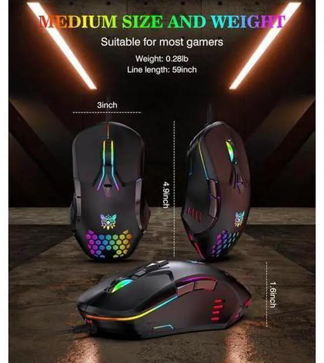 Alt view image 7 of 7 - USB Wired PC Gaming Mouse, with High Precision Sensor, RGB Backlit, Adjustable DPI, 7 Buttons Programmable, Ergonomic Gaming Mice for Office & Gaming on Windows/Mac/Linux/Chrome-Black giyqxHw
