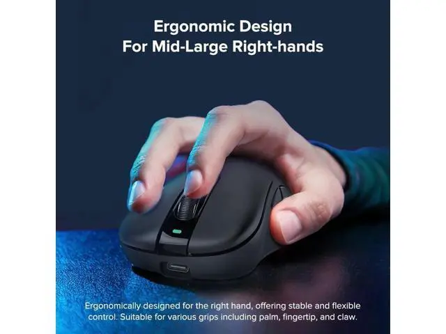 Alt view image 2 of 7 - Wireless Gaming Mouse, 24000 DPI, Wired/2.4GHz/Bluetooth Ergonomic Mouse with Anti-Slip Grips, PAW3311 Sensor, 57g Lightweight Rechargeable Gaming Mice for Laptop/PC/Mac/Tablet, Black giyqxHw