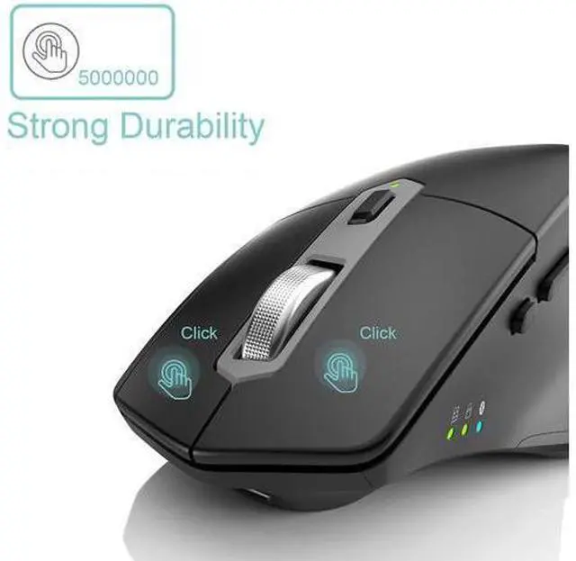 Alt view image 4 of 7 - Multi-Device Wireless Bluetooth Mouse with Nano USB-A, USB-C Receiver Ergonomic Right Hand Silent Clicking Rechargeable Mouse for Computer Desktop PC Laptop Mac iPad and Windows 11/10 iPad OS
