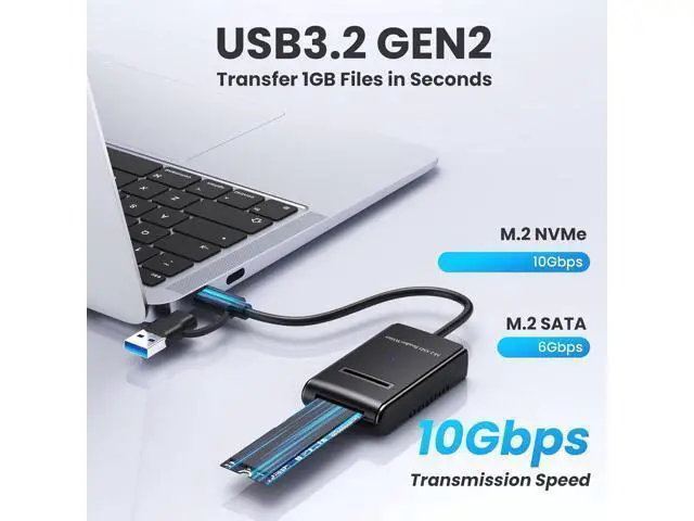Alt view image 4 of 7 - M.2 NVMe&SATA Reader ,M.2 SSD to USB A C Reader Adapter for (M Key, B+M Key) NVMe and SATA NGFF SSD Drives Dock Full Size 22110/2280/2260/2242/ 2230 Portable Plastic Enclosure