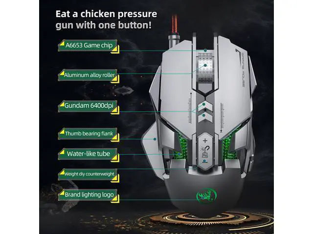 Alt view image 4 of 7 - Mechanical Gaming Mouse USB Wired 7 Keys Customizable Macros Programming Mice RGB Optical Mouse 6400DPI Mause Gamer Mouse