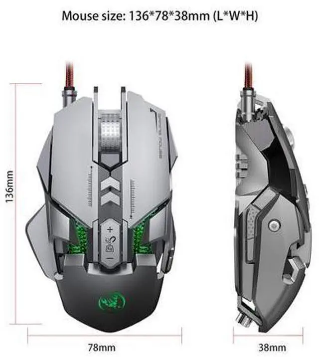 Alt view image 7 of 7 - Mechanical Gaming Mouse USB Wired 7 Keys Customizable Macros Programming Mice RGB Optical Mouse 6400DPI Mause Gamer Mouse
