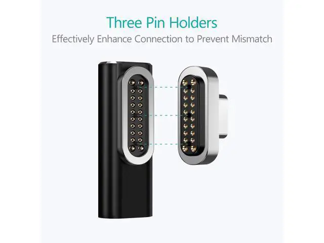 Alt view image 3 of 7 - Magnetic USB C Adapter 20Pins Type C Connector, Support USB PD 100W Quick Charge, 10Gb/s Data Transfer and 4K@60 Hz Video Output Compatible with MacBook Pro/Air and More Type C Devices