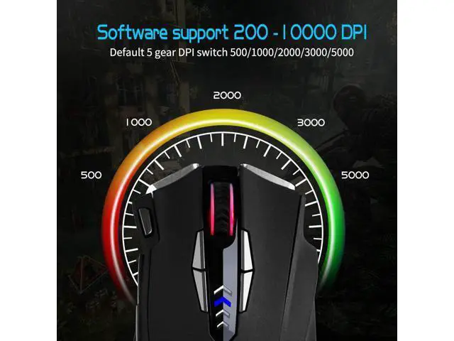 Alt view image 2 of 7 - Gaming Mouse Wired, 13 Programmable Buttons (8+5 Side Buttons), RGB Backlit, Marco, 10000 DPI Adjustable, Comfortable Grip Ergonomic Optical Gaming Mice with Tunable Weights, Black