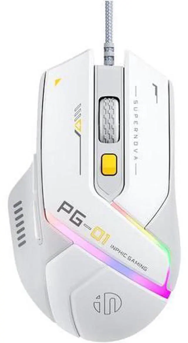 Main image of Lightweight Gaming Mouse Wired, 12800 DPI Adjustable, 6 Programmable Buttons, 12 RGB Breathing Gaming Mice, Ergonomic USB Optical pc Gaming Mouse for pc, Laptop and Desktop (White)