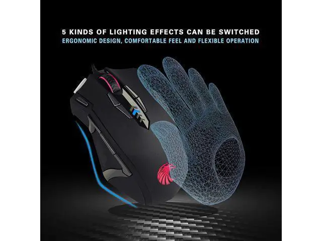Alt view image 7 of 7 - Gaming Mouse Wired, 13 Programmable Buttons (8+5 Side Buttons), RGB Backlit, Marco, 10000 DPI Adjustable, Comfortable Grip Ergonomic Optical Gaming Mice with Tunable Weights, Black