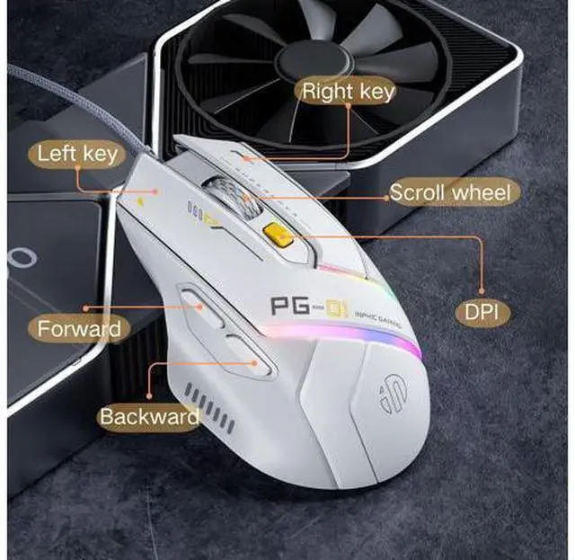 Alt view image 3 of 7 - Lightweight Gaming Mouse Wired, 12800 DPI Adjustable, 6 Programmable Buttons, 12 RGB Breathing Gaming Mice, Ergonomic USB Optical pc Gaming Mouse for pc, Laptop and Desktop (White)