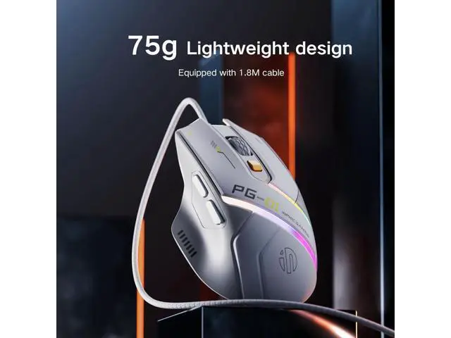 Alt view image 5 of 7 - Lightweight Gaming Mouse Wired, 12800 DPI Adjustable, 6 Programmable Buttons, 12 RGB Breathing Gaming Mice, Ergonomic USB Optical pc Gaming Mouse for pc, Laptop and Desktop (White)
