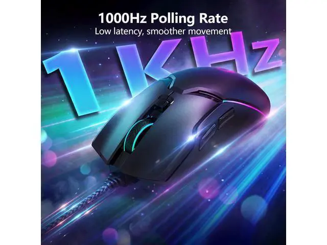 Alt view image 4 of 7 - Wired Gaming Mouse, Ergonomic Gaming Mouse, 8000 DPI Optical Gaming Mice with 12 RGB Backlit Modes, 6 Programmable Buttons, DIY Software for PC Gamer & Office