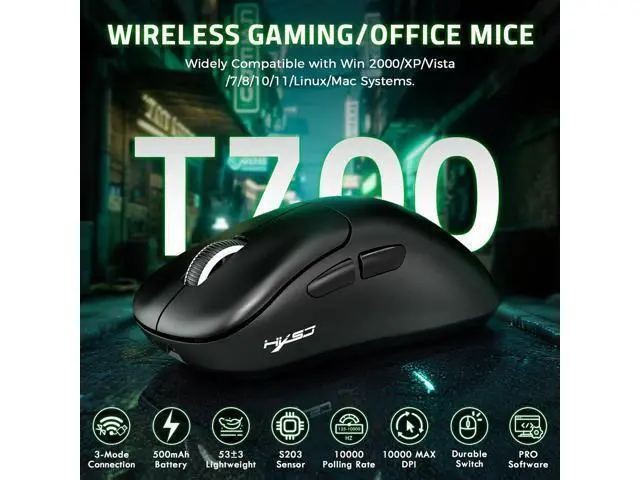 Alt view image 2 of 7 - Wireless Gaming Mouse, Adjustable 10K DPI 1K Optical Sensor Tri-Mode Wireless Mouse, 2.4G/BT/USB-C Rechargeable 6 Programmed Buttons,56g Lightweight Right-Handed Ergonomic Computer Mice