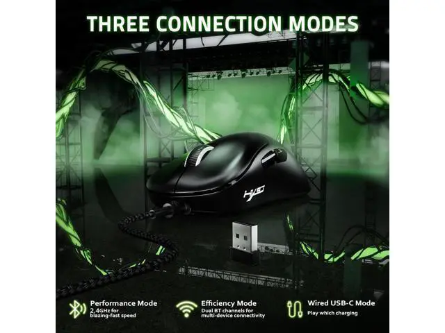 Alt view image 3 of 7 - Wireless Gaming Mouse, Adjustable 10K DPI 1K Optical Sensor Tri-Mode Wireless Mouse, 2.4G/BT/USB-C Rechargeable 6 Programmed Buttons,56g Lightweight Right-Handed Ergonomic Computer Mice