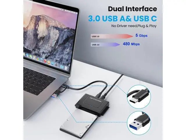 Alt view image 3 of 7 - Hitoor USB 3.0 to IDE SATA Adapter, USB 3.0 Type C Hard Drive Reader External HDD Converter for 2.5/3.5 inches IDE SATA HDD SSD, DVD/CD Optical Drive, 12V/2A Power Adapter Included