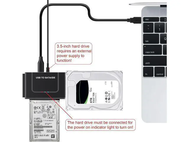 Alt view image 6 of 7 - Hitoor USB 3.0 to IDE SATA Adapter, USB 3.0 Type C Hard Drive Reader External HDD Converter for 2.5/3.5 inches IDE SATA HDD SSD, DVD/CD Optical Drive, 12V/2A Power Adapter Included