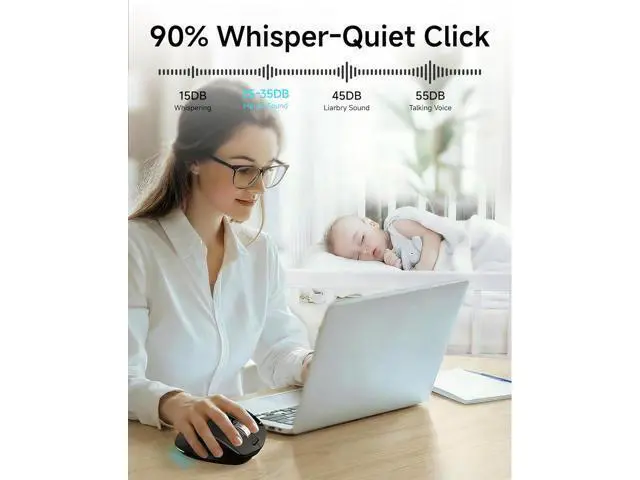Alt view image 4 of 7 - Ergonomic Wireless Mouse, 2.4G & Bluetooth Wireless Mouse for Laptop, Silent Click Dual-Mode Rechargeable Computer Mouse, 5 DPI Levels Optical Mice with RGB for Laptop, PC, Mac, Windows, Black