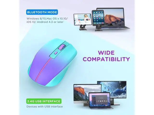 Alt view image 6 of 7 - Bluetooth Wireless Mouse, Rechargeable Slient Multi-Device Computer Mice (Tri-Mode: BT1/2+2.4Ghz) with USB Receiver Wireless Bluetooth Mouse, Ergonomic Cordless Mouse for Laptop/MacBook/PC/iPad