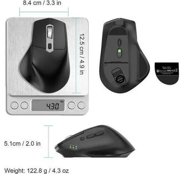 Alt view image 6 of 7 - Multi-Device Wireless Bluetooth Mouse with Nano USB-A, USB-C Receiver Ergonomic Right Hand Silent Clicking Rechargeable Mouse for Computer Desktop PC Laptop Mac iPad and Windows 11/10 iPad OS