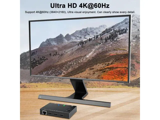 Alt view image 3 of 7 - 2 Port HDMI KVM Switch 2 PC 1 Monitor 4K@60Hz 2K@144Hz, 2 in 1 Out HDMI KVM Switch with Ethernet and 4 USB 2.0 ports for 2 PC Sharing 1 Monitor and keyboard, mouse, printer, U disk, with 2 USB cables