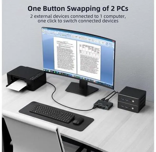 Alt view image 5 of 7 - 5Gbps USB 3.0 Switch 2 Computers Share 3 USB 3.0 Devices with TF Card Reading Function, USB 3.0 Switcher Selector for PC Laptop Keyboard Mouse Webcam USB-Microphone, with 2 USB A to A Cables