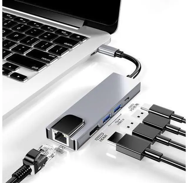 Main image of 4K USB C Hub to Gigabit Ethernet Rj45 Lan 5 in 1 USB Type C Hub Hdmi Adapter for Mac book Pro Thunderbolt 3 USB-C Charger PD